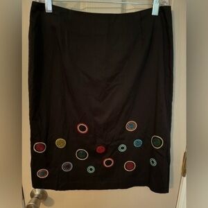 Wildlife New York black beaded & embroidered pencil skirt with back slit.